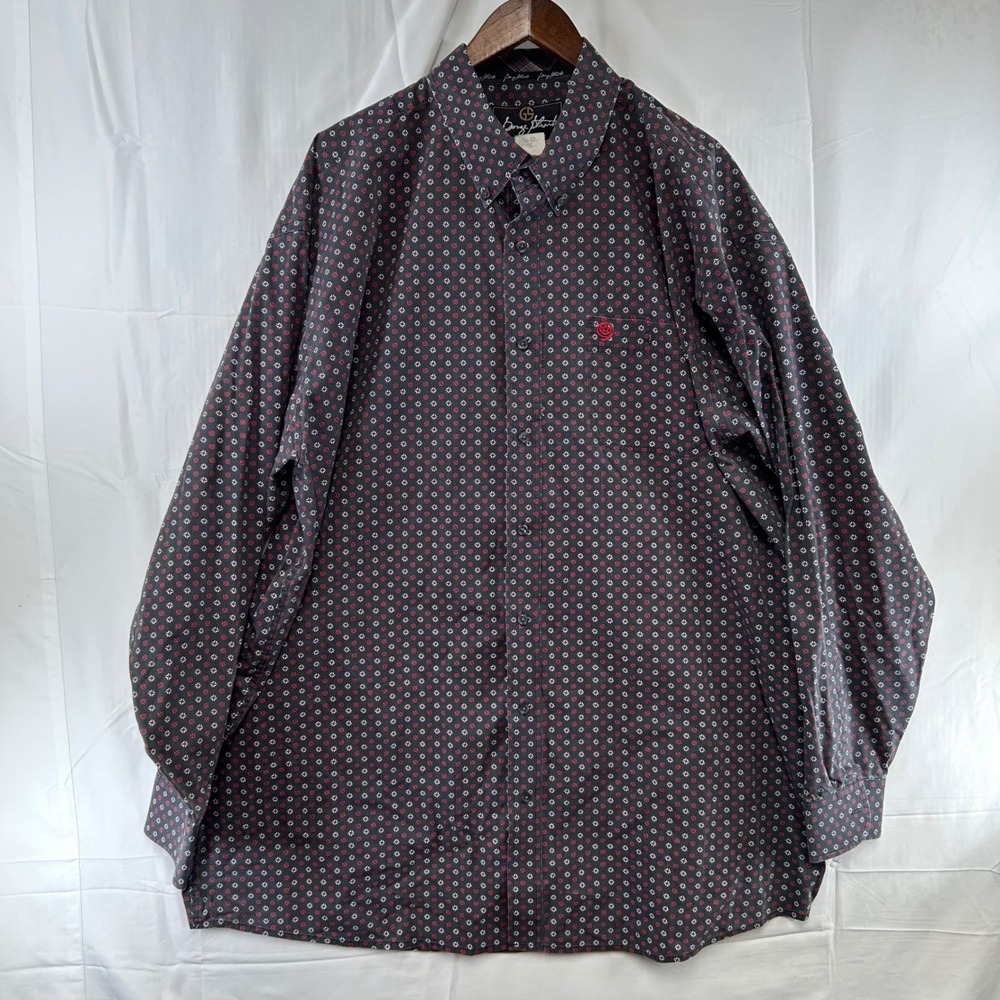 Wrangler George Strait Button Down Shirt Mens 3XLT Black Red Geometric Western